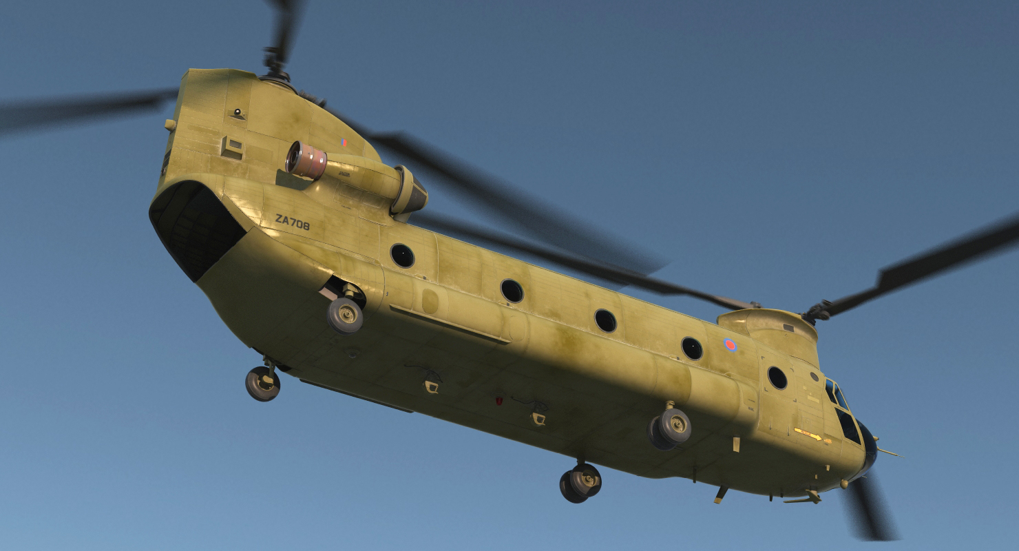 Heavy Helicopter CH 47 Chinook Rigged 3D