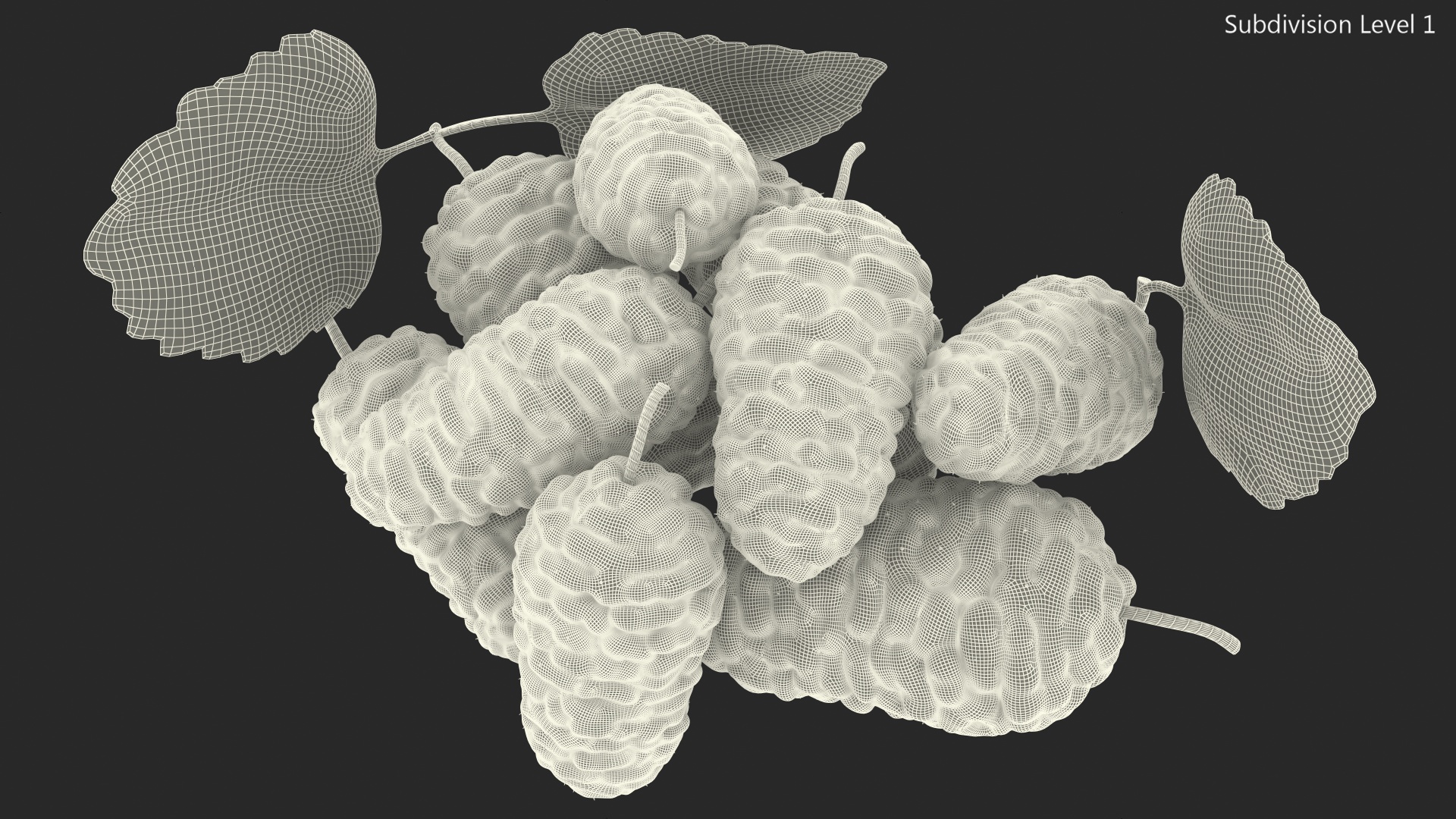 3D Pile of Mulberry Fruit Black model