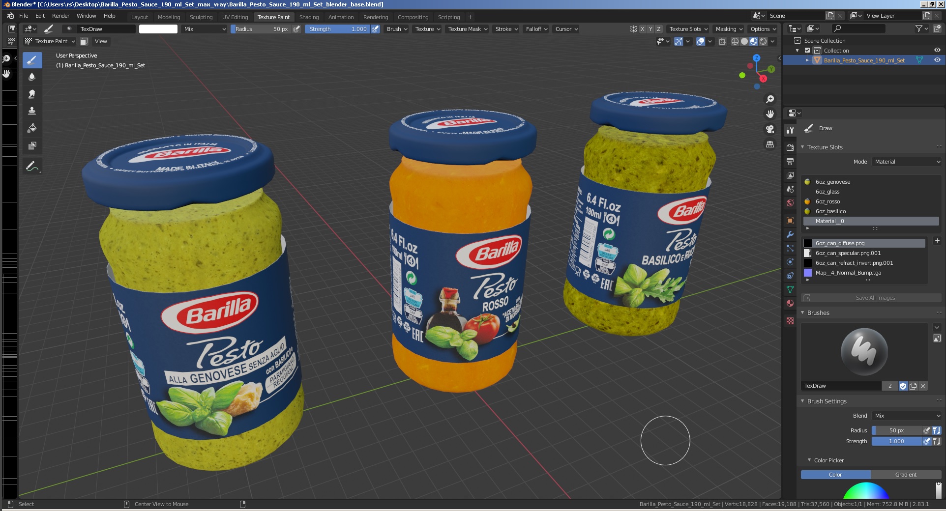 3D model Barilla Pesto Sauce 190 ml Set