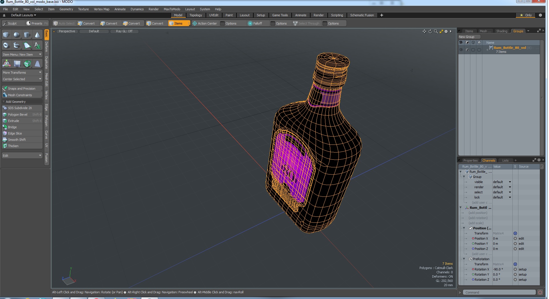 Rum Bottle 80 vol 3D