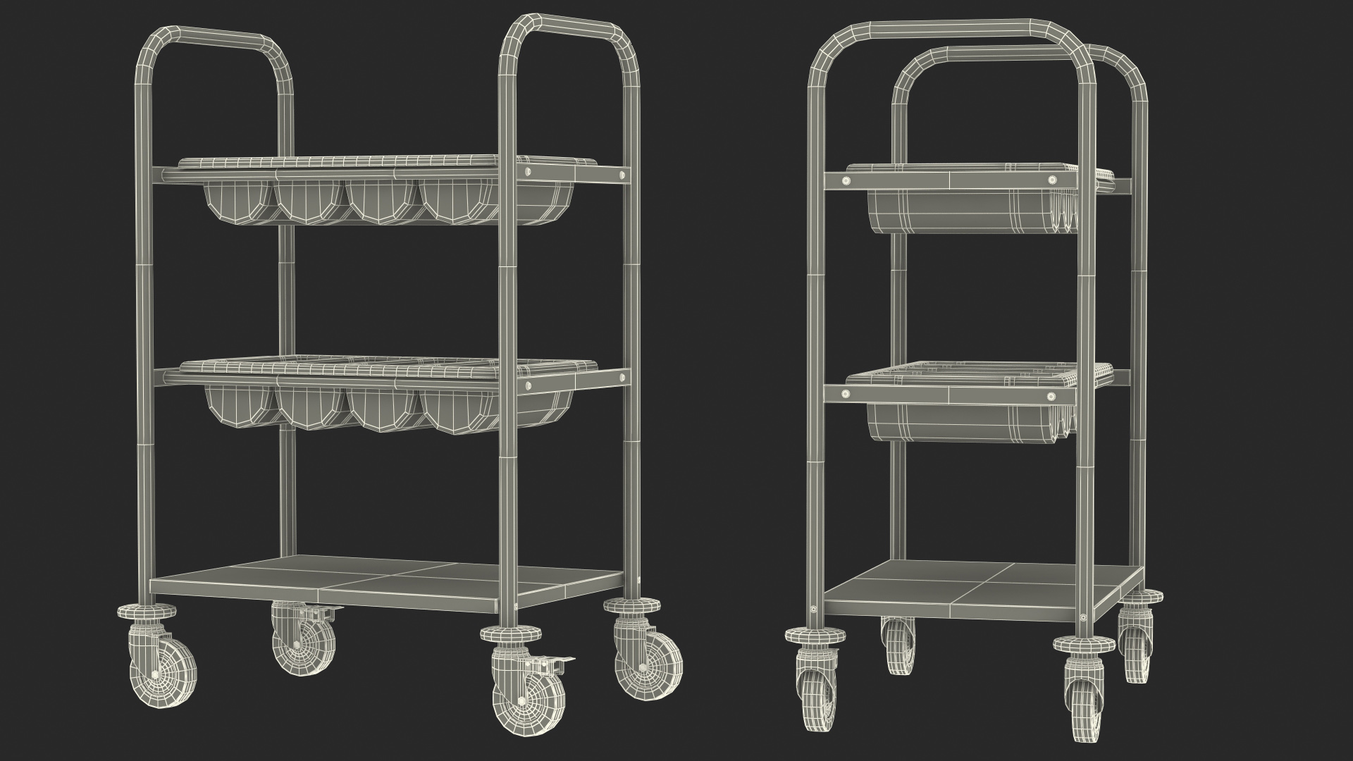 3D Tray Cutlery Trolley Empty