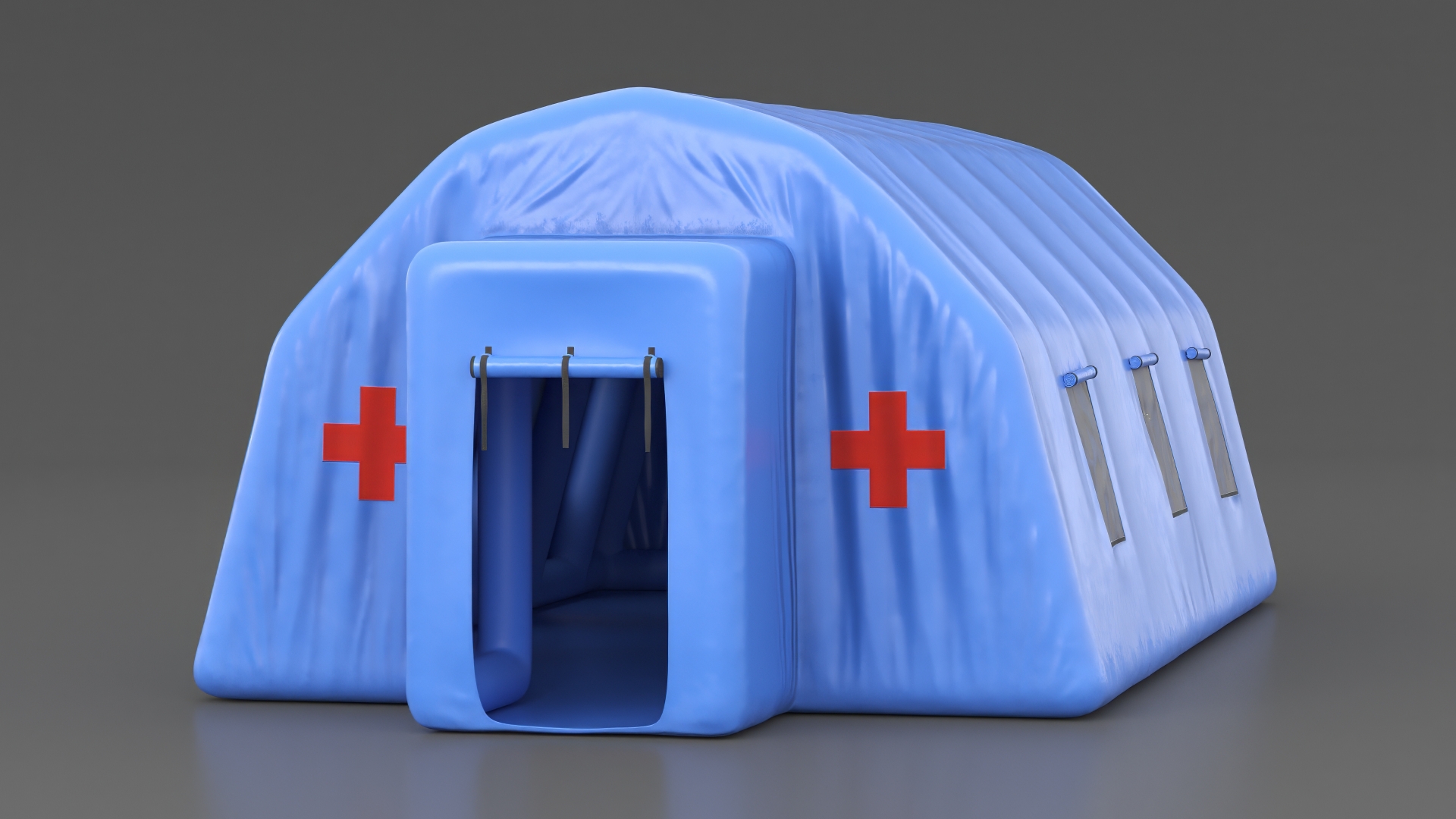 3D Blue Airfull Inflatable Medical Tent Open