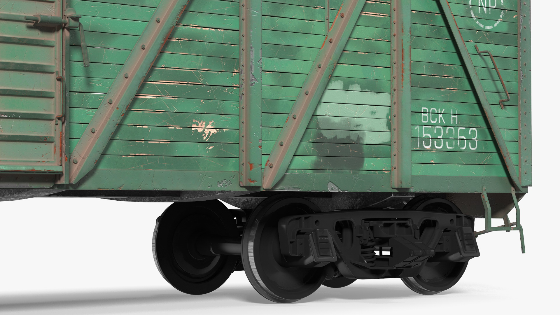 3D Old Cargo Wagon Green