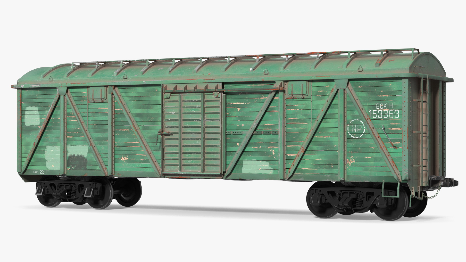 3D Old Cargo Wagon Green