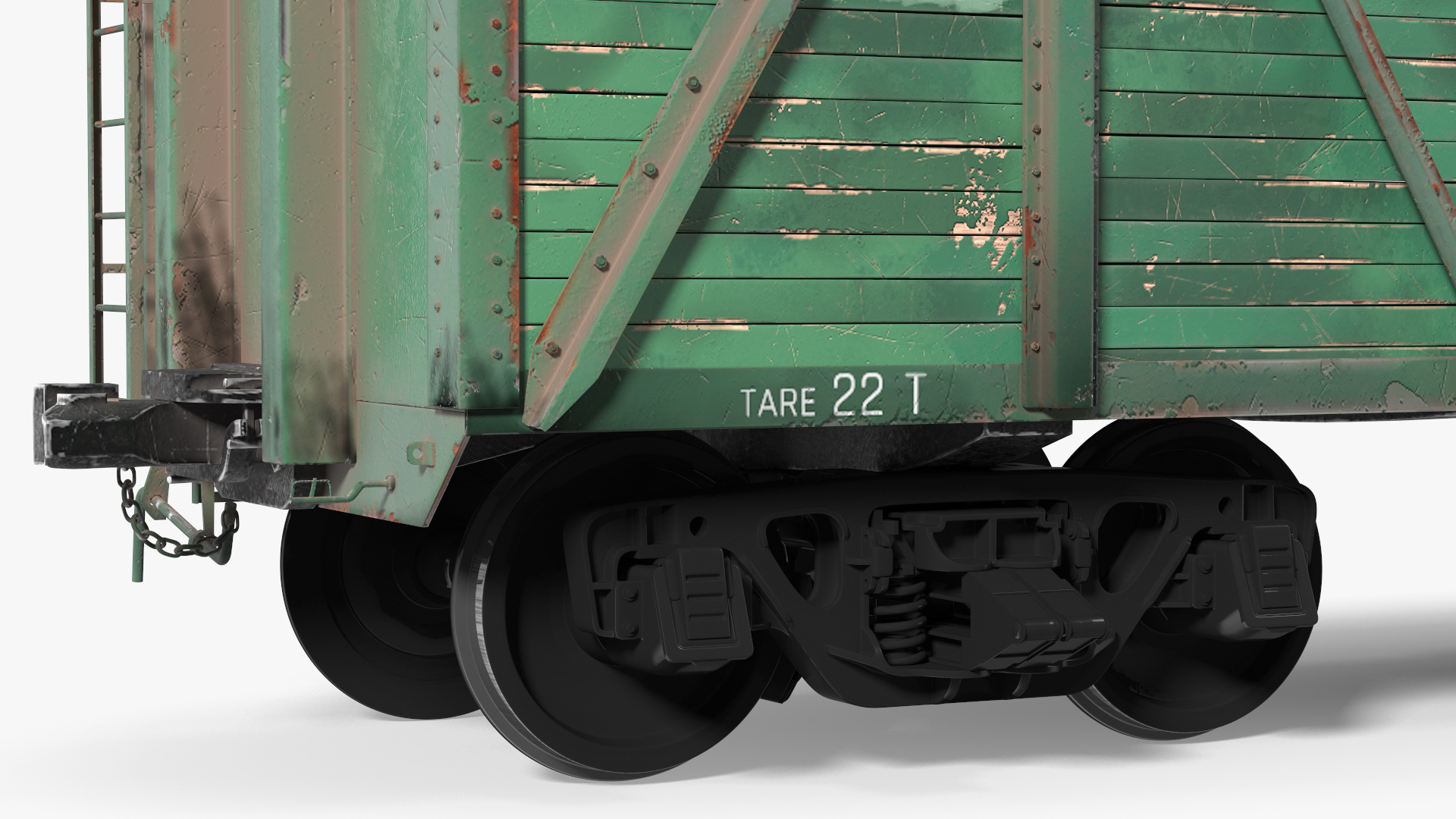 3D Old Cargo Wagon Green