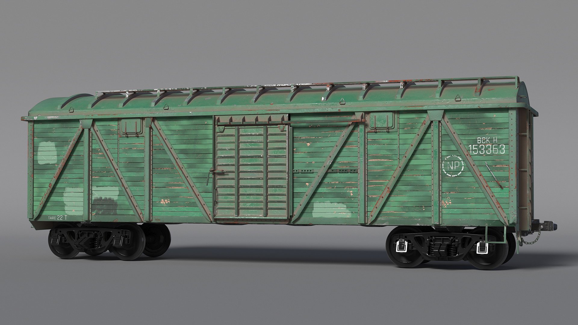 3D Old Cargo Wagon Green