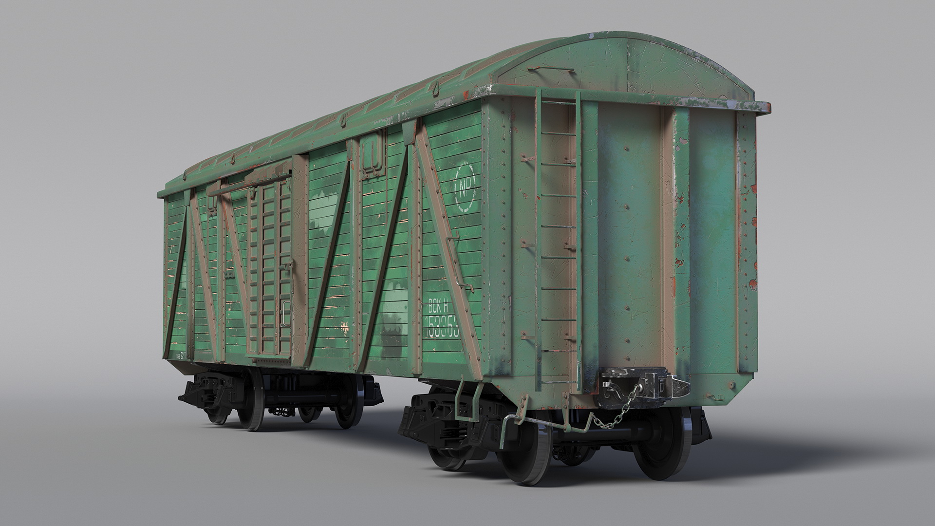 3D Old Cargo Wagon Green