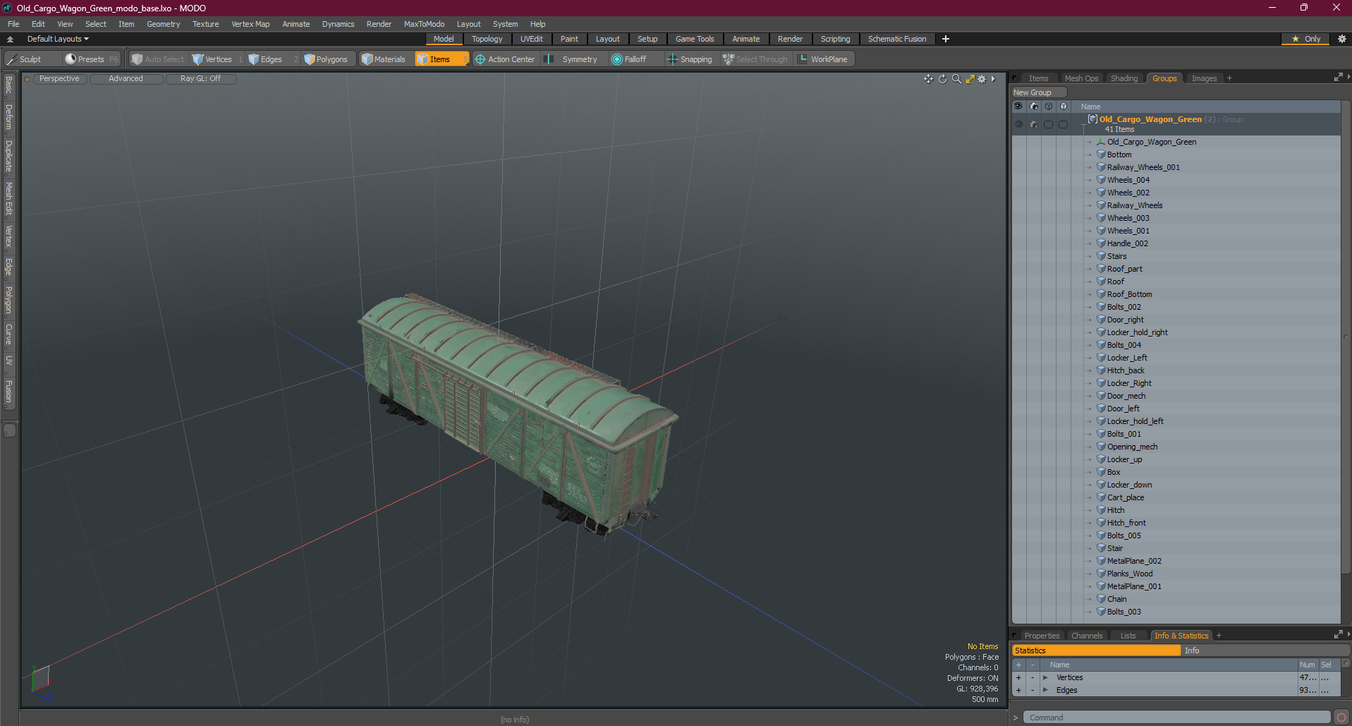 3D Old Cargo Wagon Green