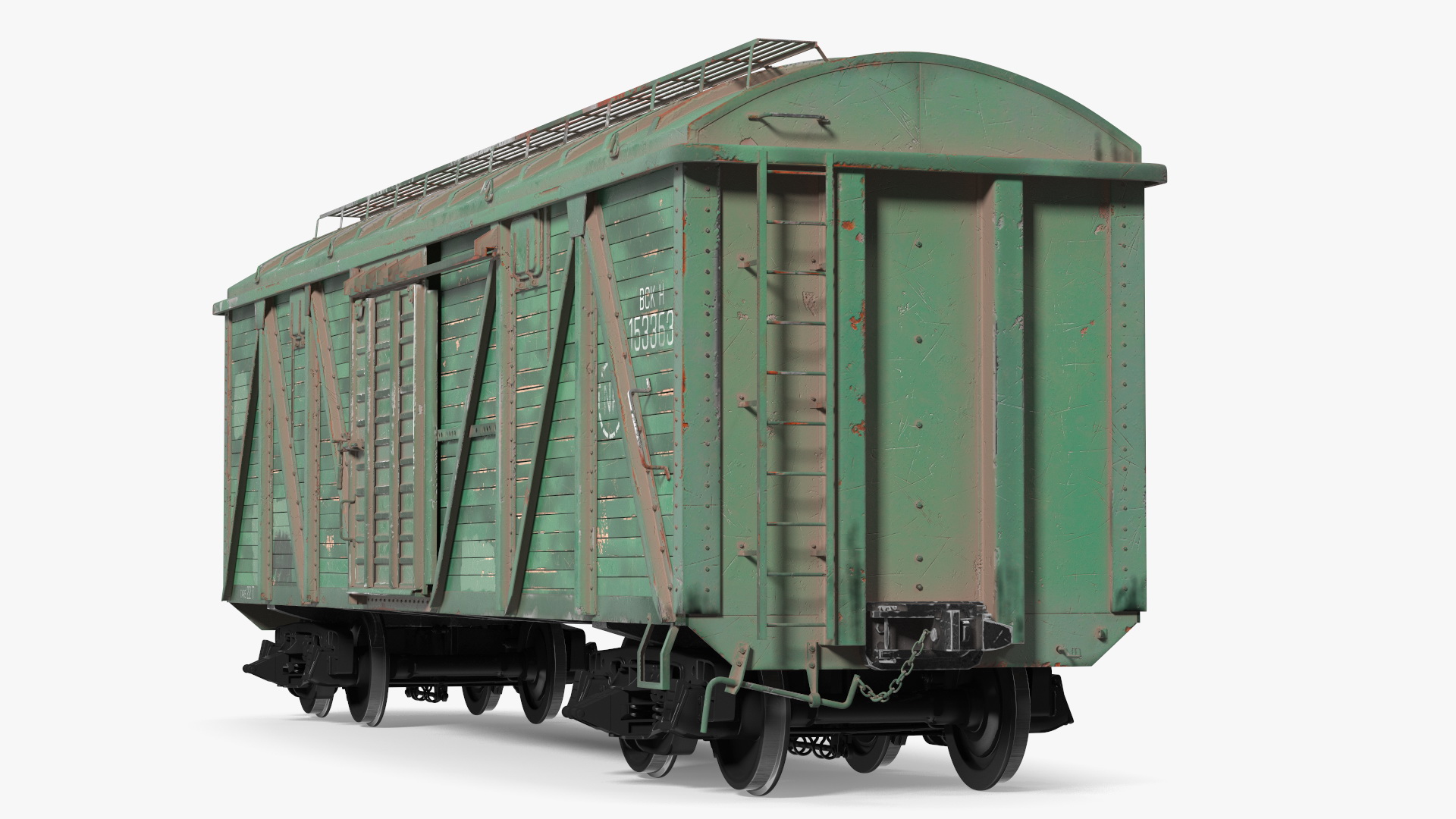 3D Old Cargo Wagon Green