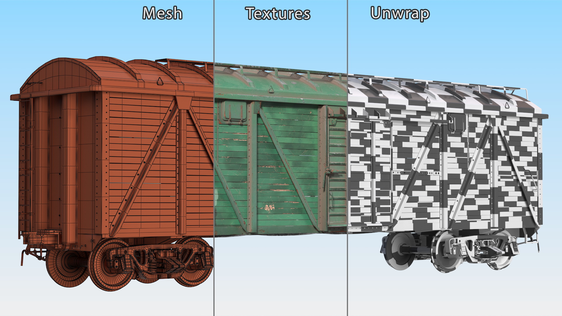 3D Old Cargo Wagon Green