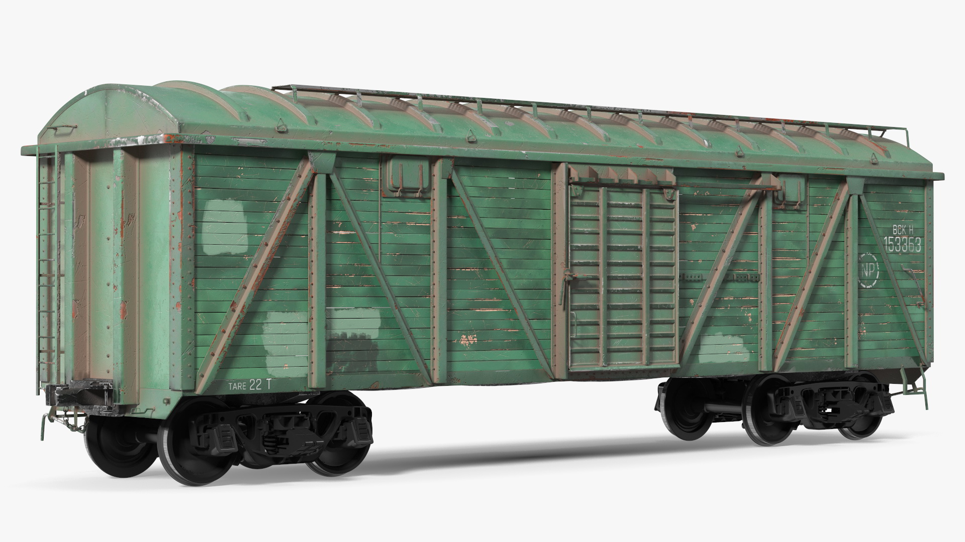 3D Old Cargo Wagon Green