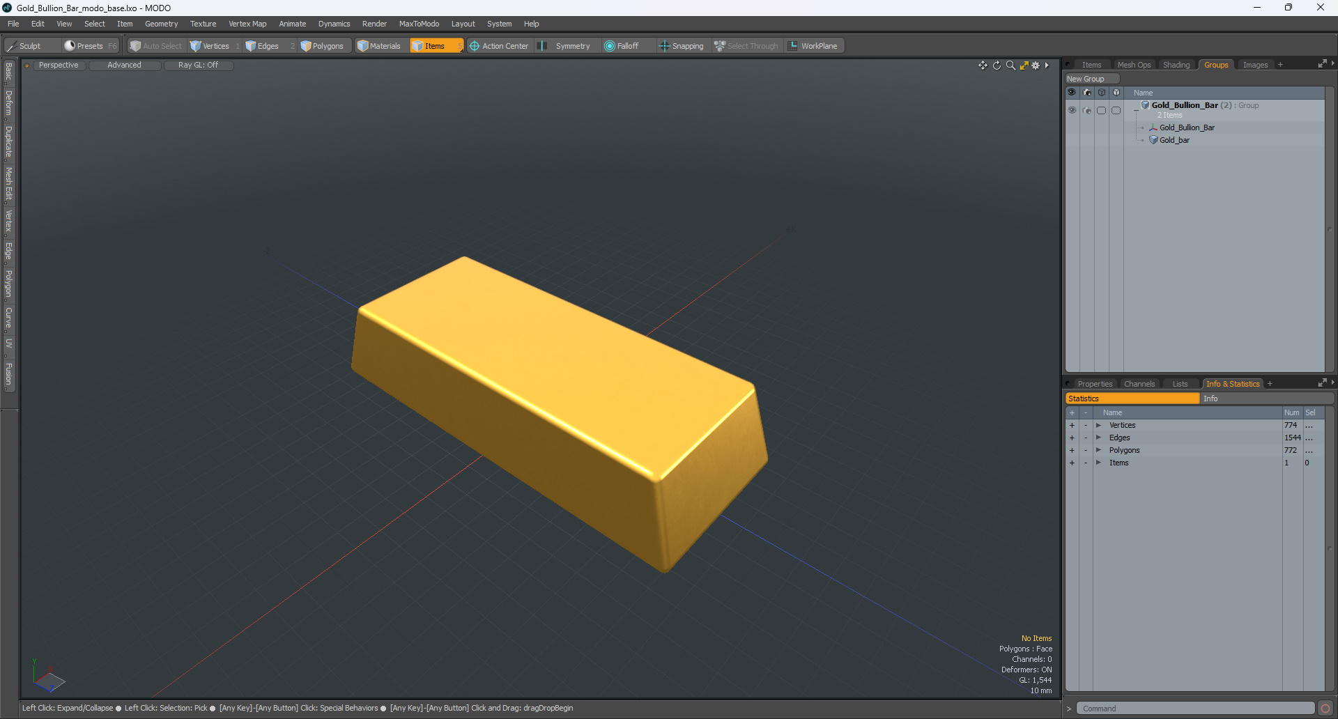 3D Gold Bullion Bar