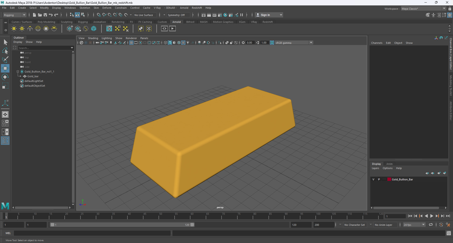 3D Gold Bullion Bar