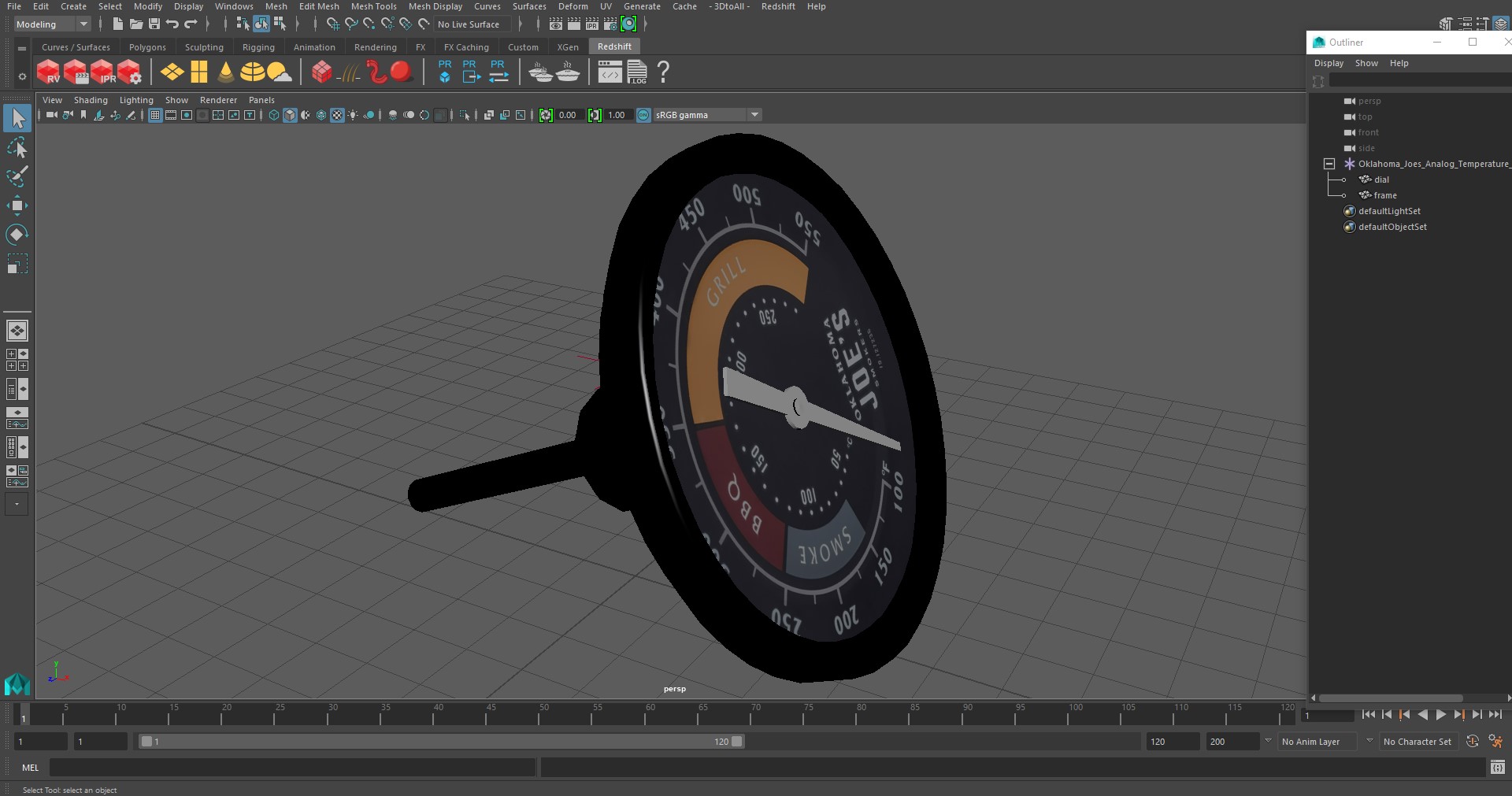 3D Oklahoma Joes Analog Temperature Gauge model