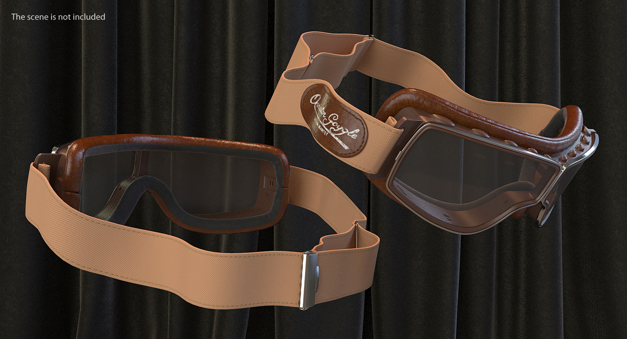 3D model Retro Pilot Goggles Brown