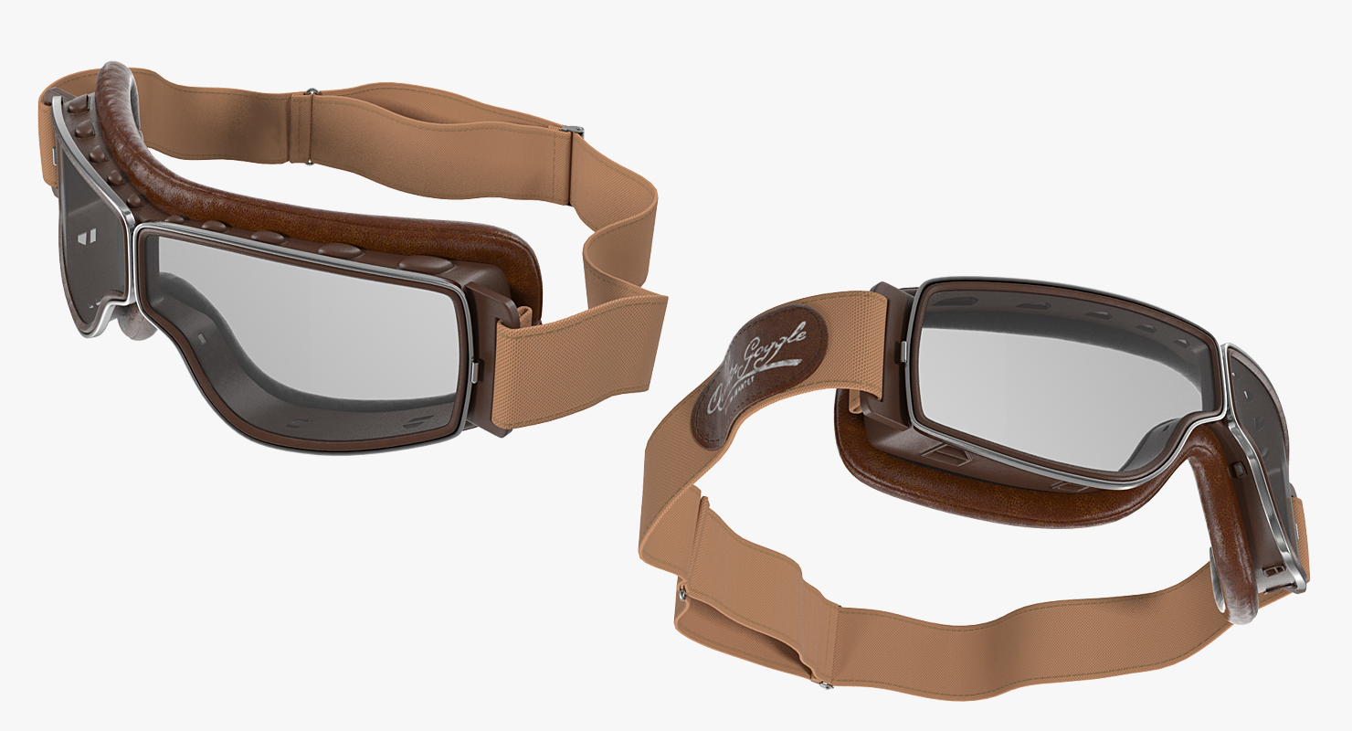 3D model Retro Pilot Goggles Brown