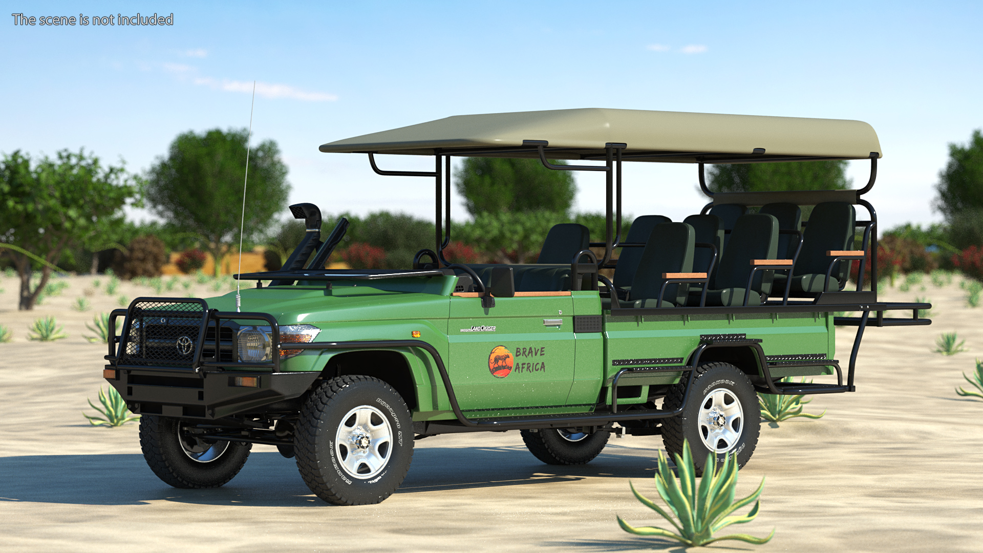 Toyota Land Cruiser Safari Open Sided Green Clean 3D model