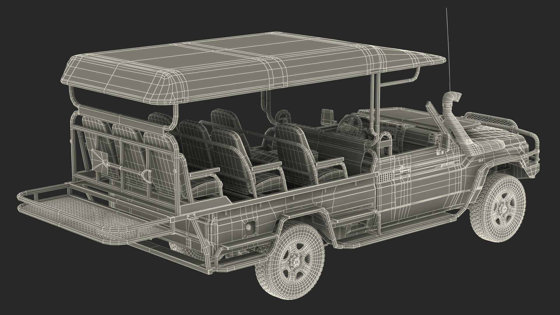 Toyota Land Cruiser Safari Open Sided Green Clean 3D model