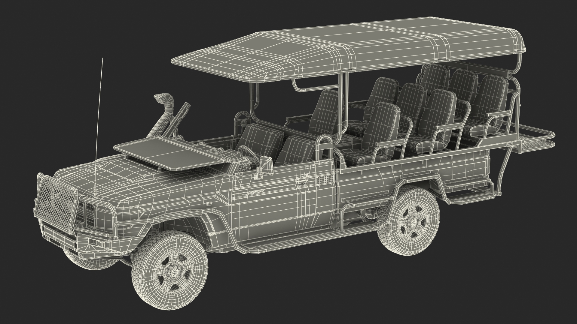 Toyota Land Cruiser Safari Open Sided Green Clean 3D model