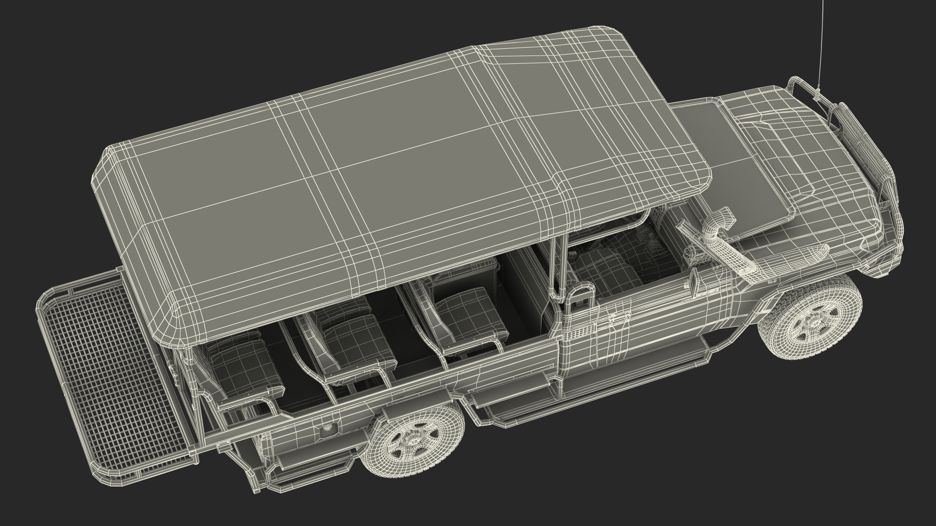 Toyota Land Cruiser Safari Open Sided Green Clean 3D model