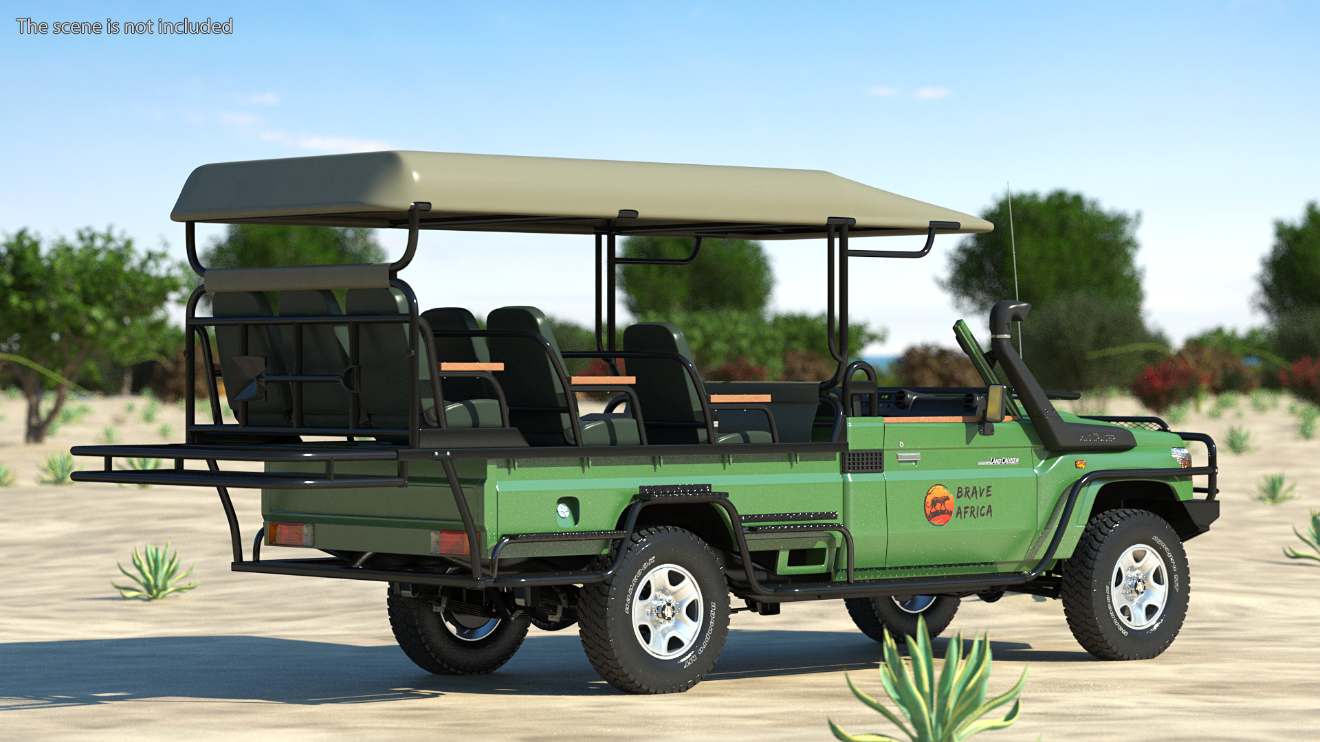 Toyota Land Cruiser Safari Open Sided Green Clean 3D model