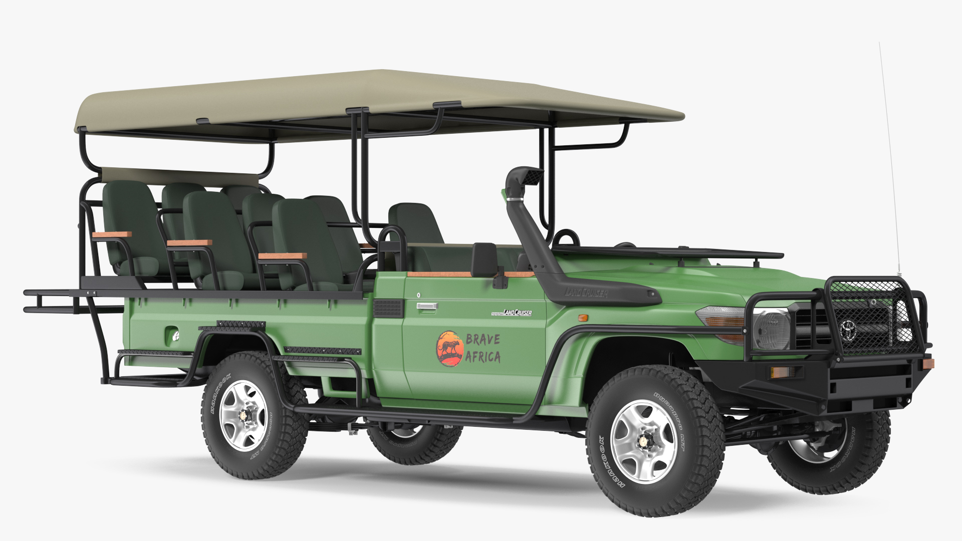 Toyota Land Cruiser Safari Open Sided Green Clean 3D model