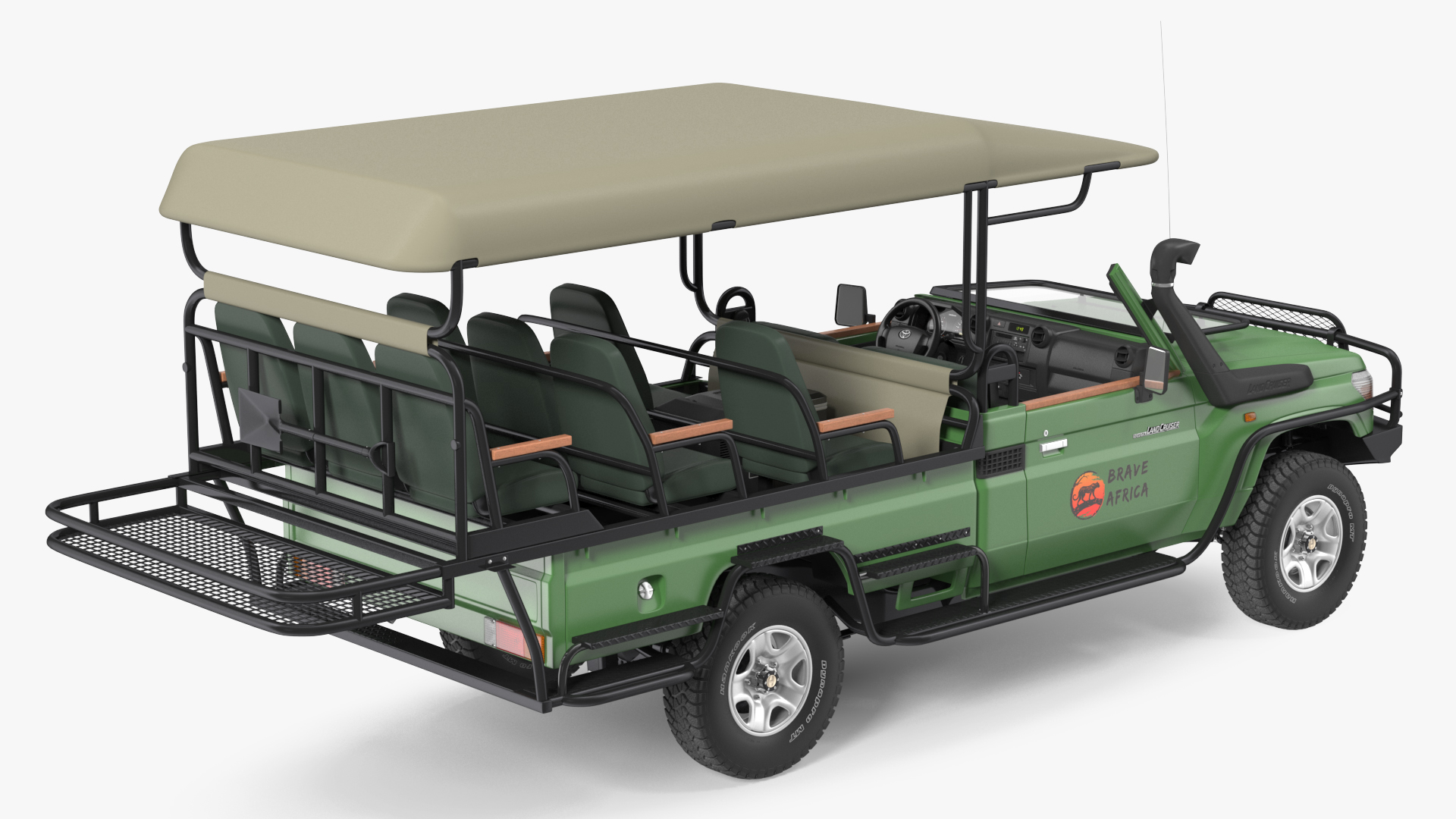 Toyota Land Cruiser Safari Open Sided Green Clean 3D model