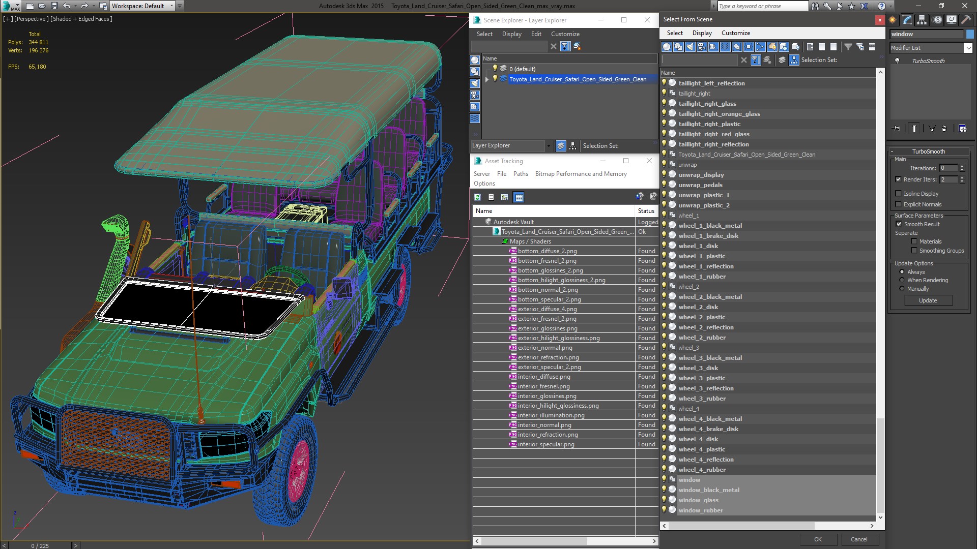 Toyota Land Cruiser Safari Open Sided Green Clean 3D model