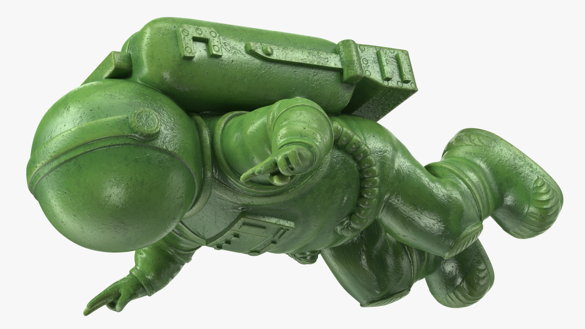 Astronaut Toy Character Green Victory Sign 3D