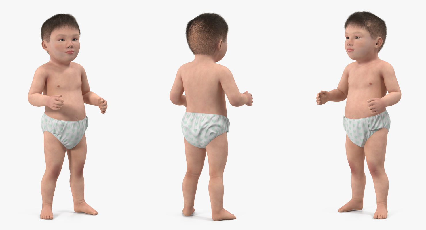 3D Asian Baby with Fur Rigged