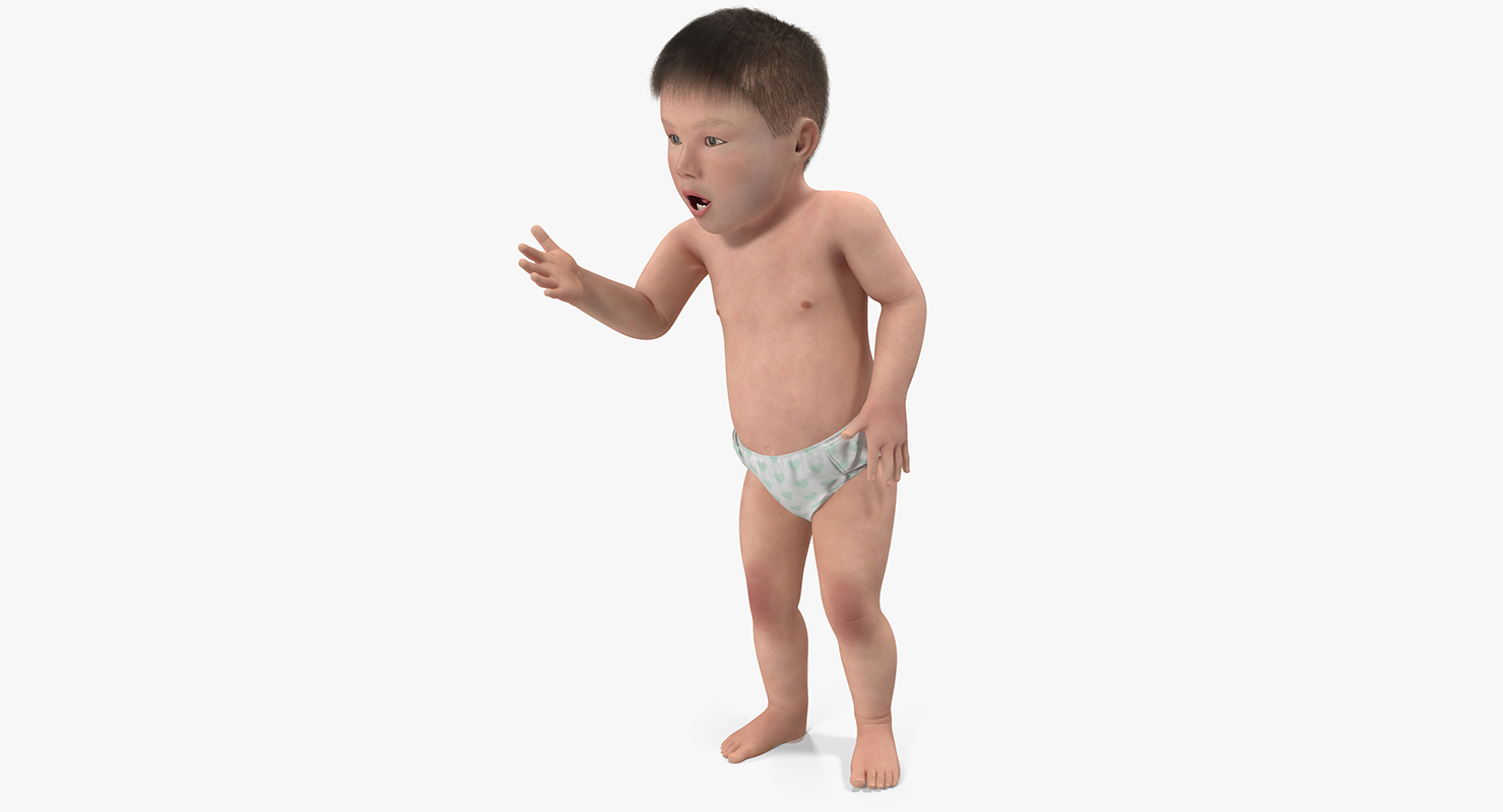 3D Asian Baby with Fur Rigged