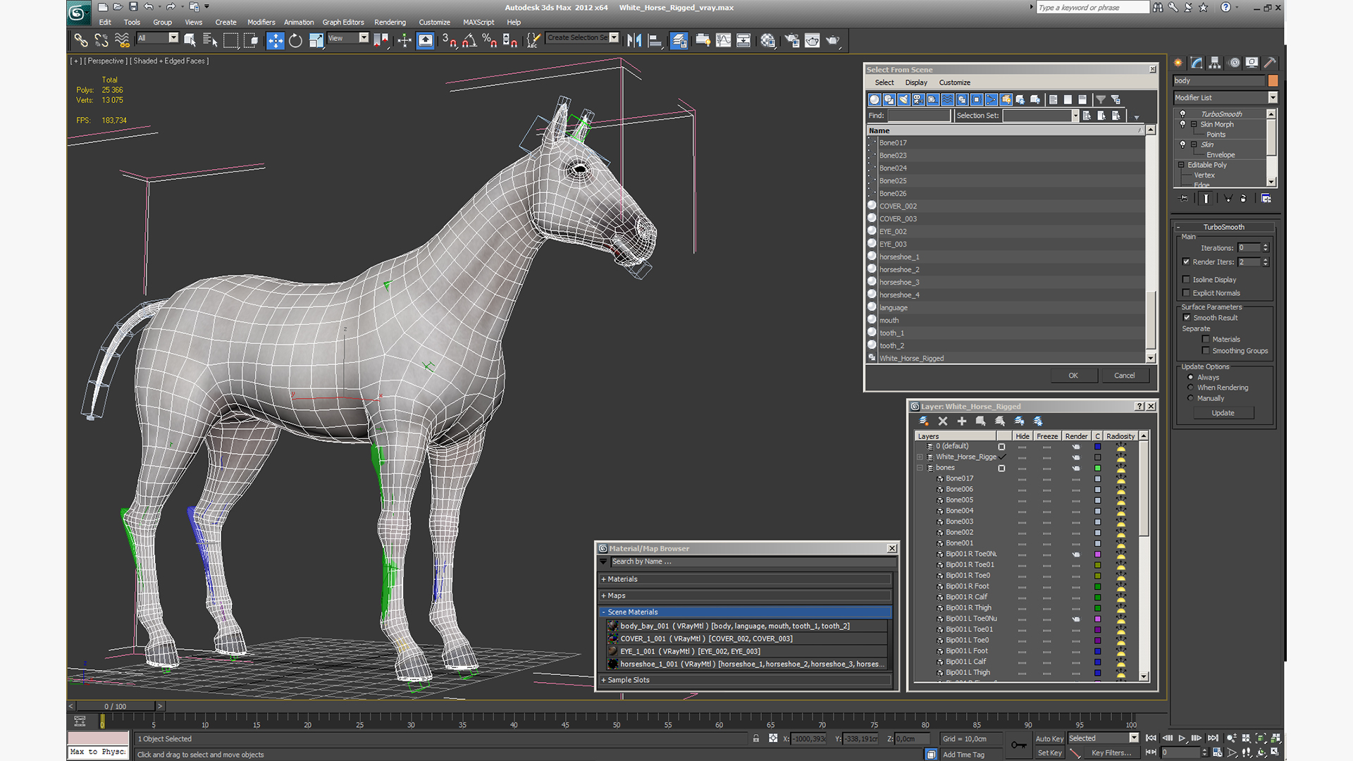 3D White Horse Rigged model