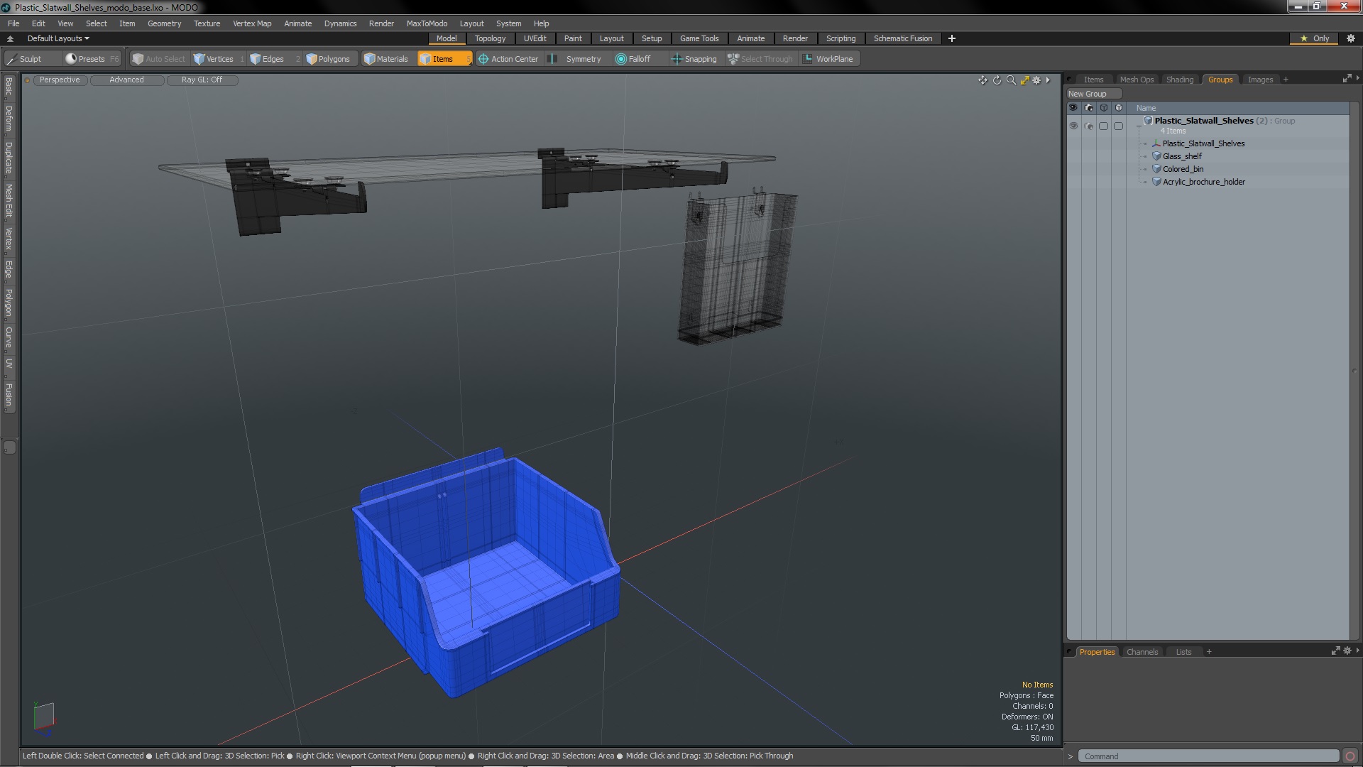 Plastic Slatwall Shelves 3D model