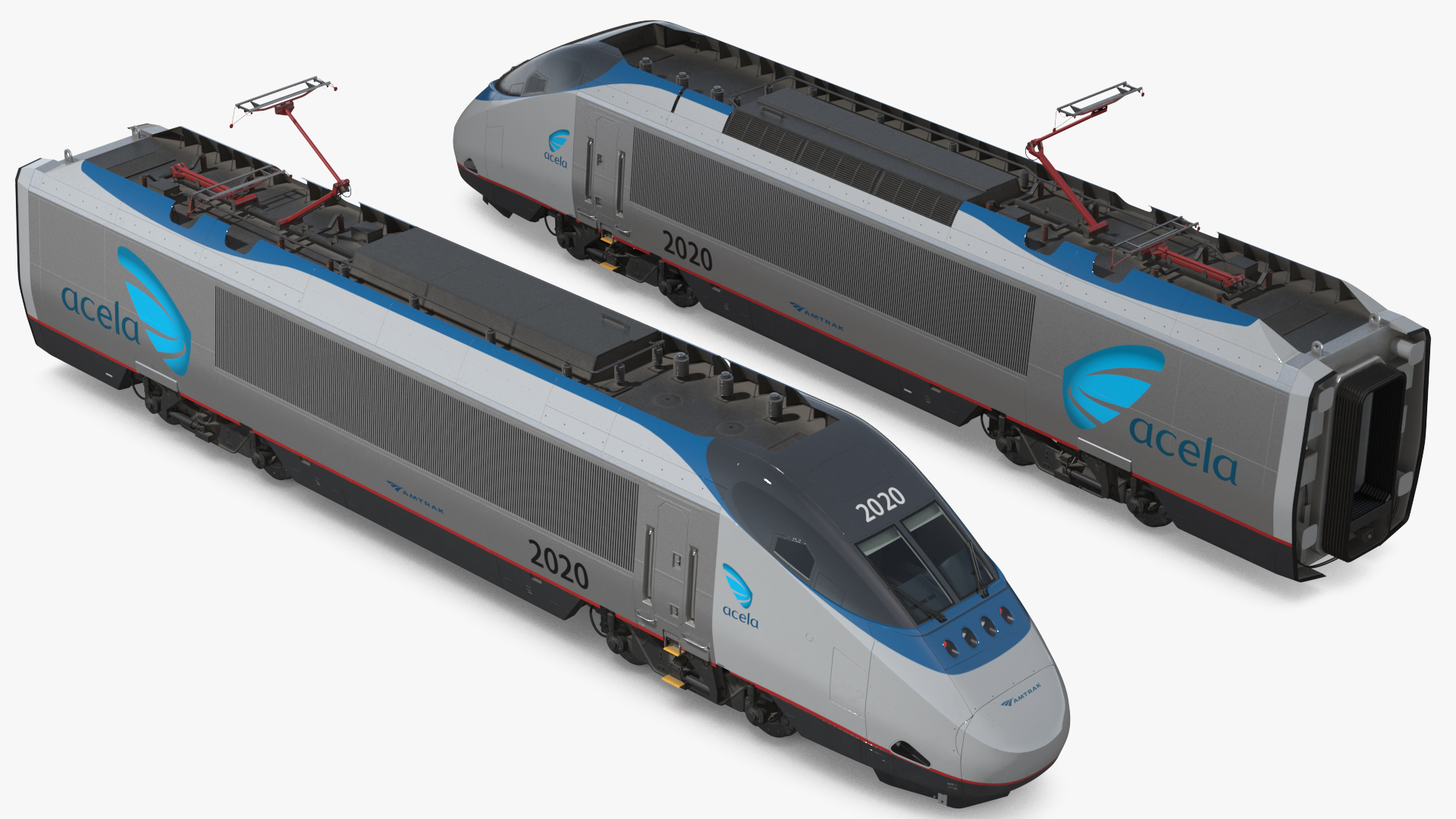 3D Amtrak Acela Express Train Rigged model