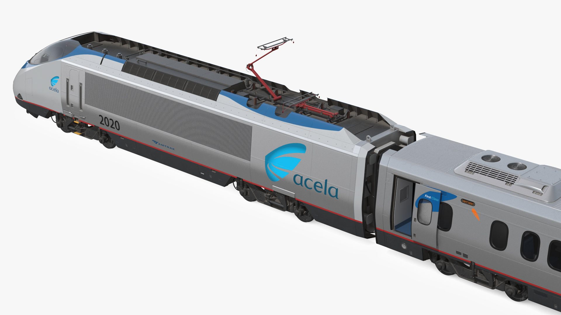 3D Amtrak Acela Express Train Rigged model