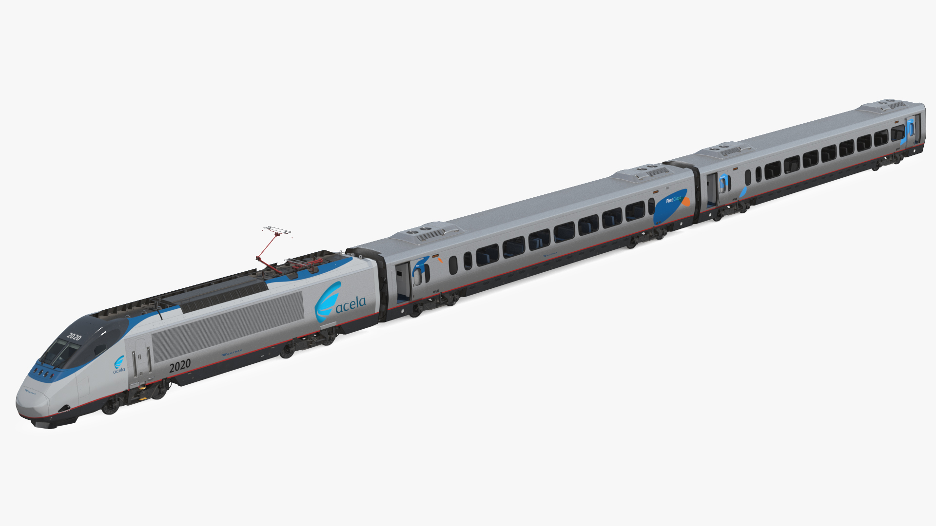 3D Amtrak Acela Express Train Rigged model