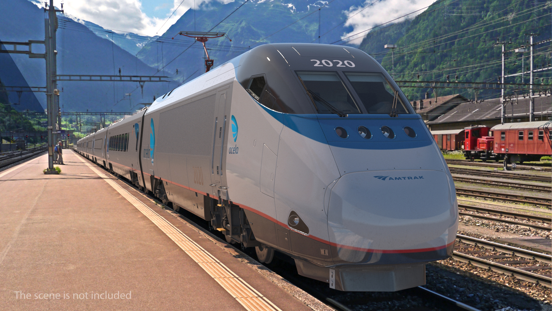 3D Amtrak Acela Express Train Rigged model