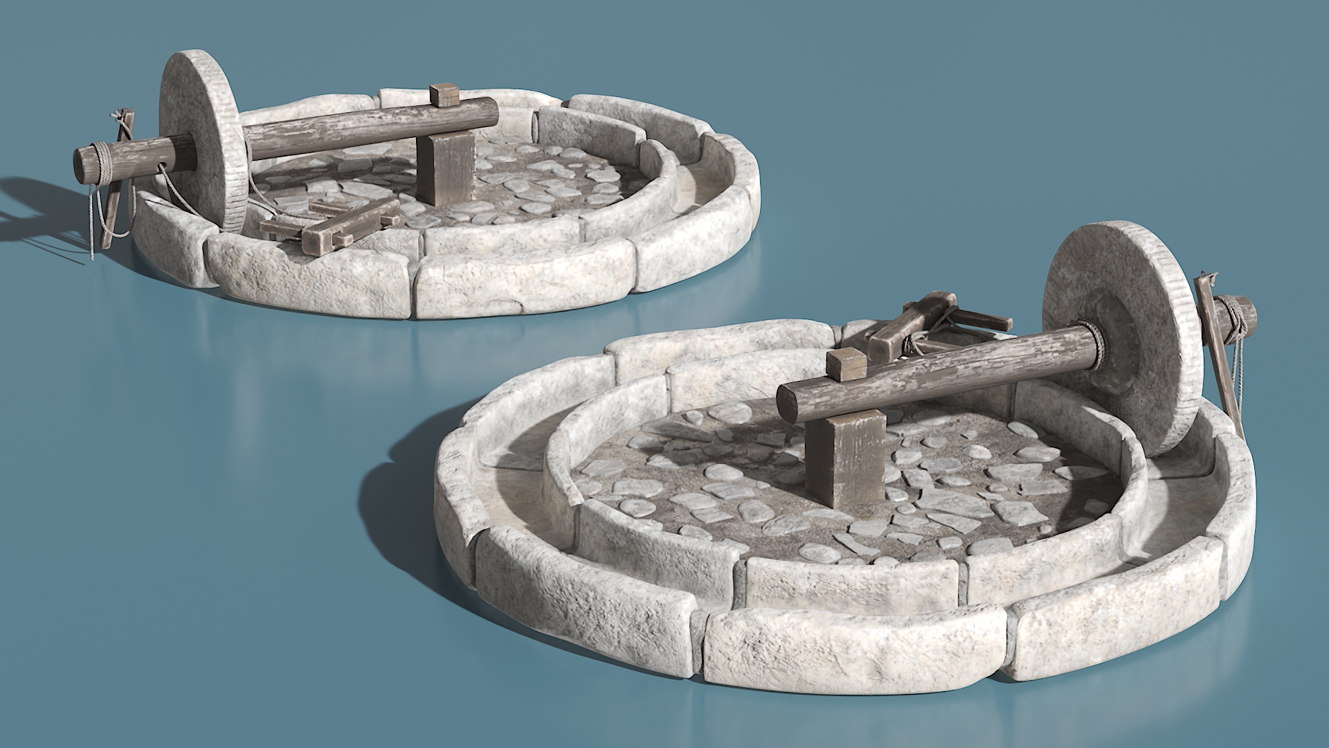 3D Historical Stone Mill Gray