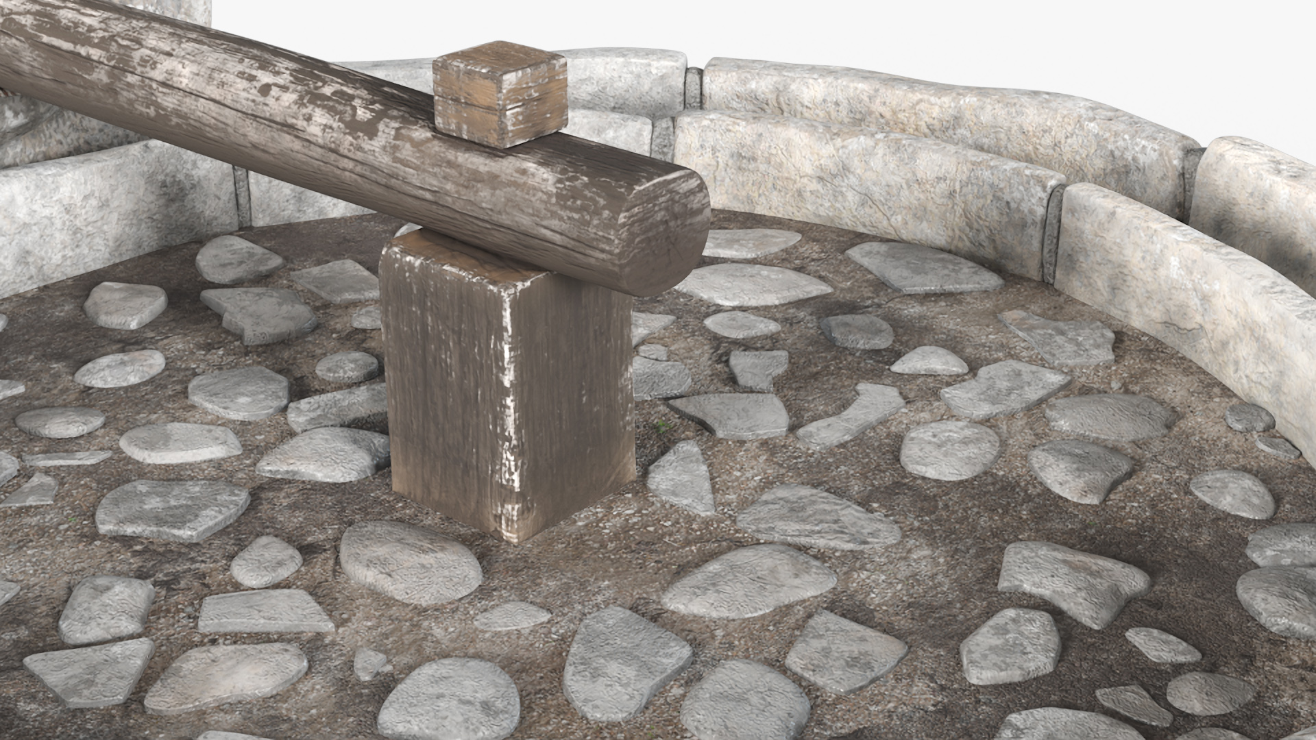 3D Historical Stone Mill Gray