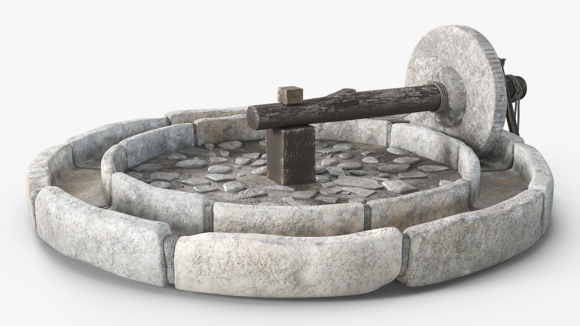 3D Historical Stone Mill Gray