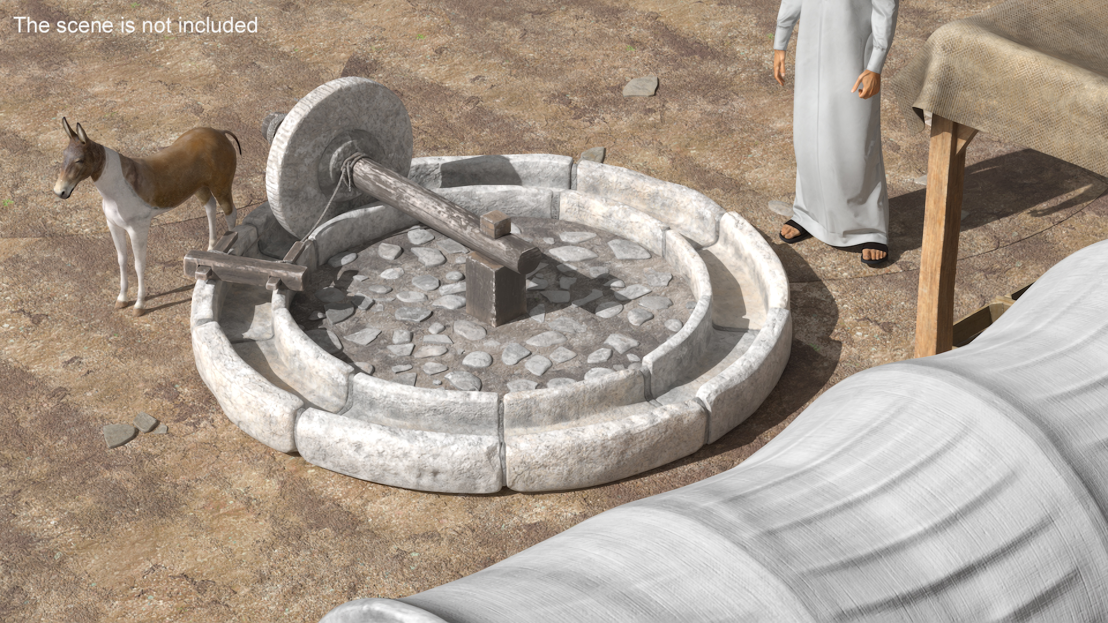 3D Historical Stone Mill Gray