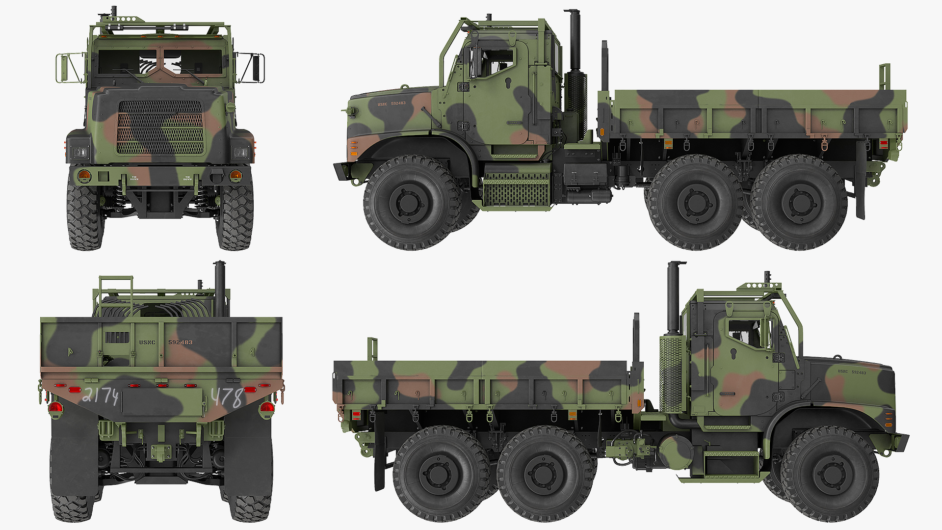 Medium Tactical Vehicle 6x6 Rigged 3D model