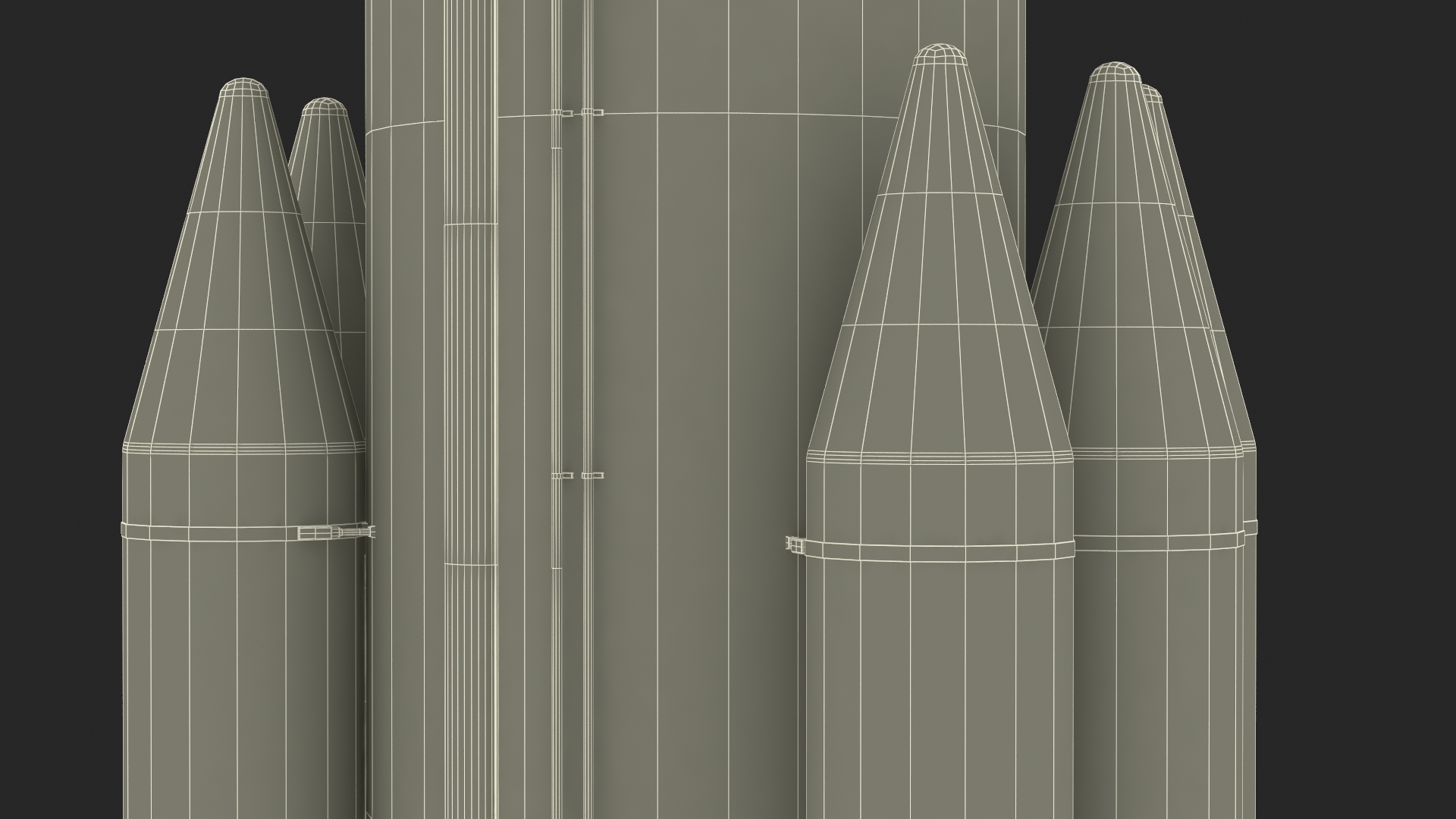 3D Heavy Lift Rocket with Six Solid Boosters