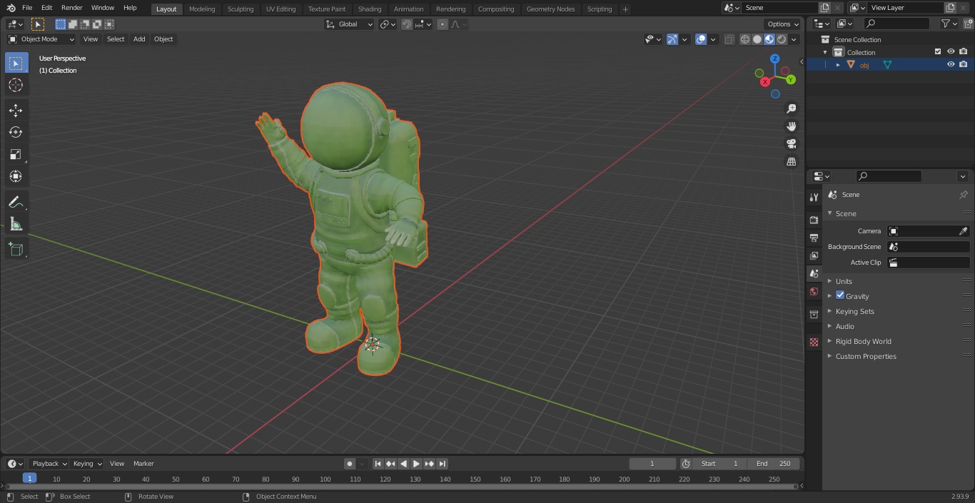 Astronaut Toy Character Green OK Pose 3D