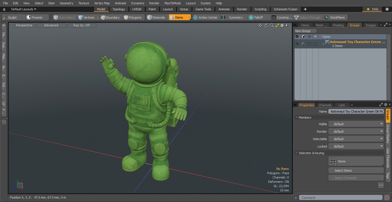 Astronaut Toy Character Green OK Pose 3D