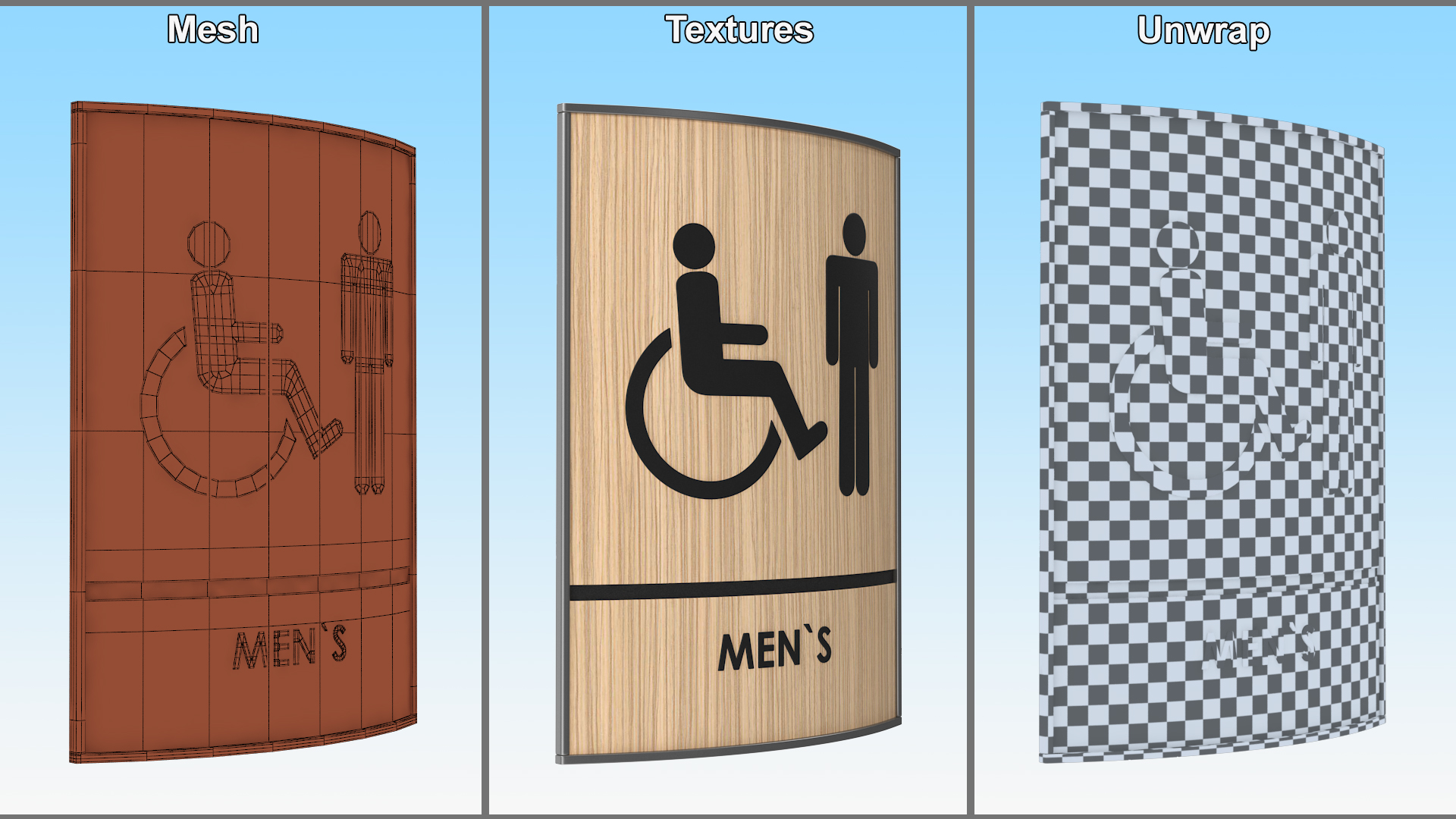 Mens Accessible Restroom Sign 3D model