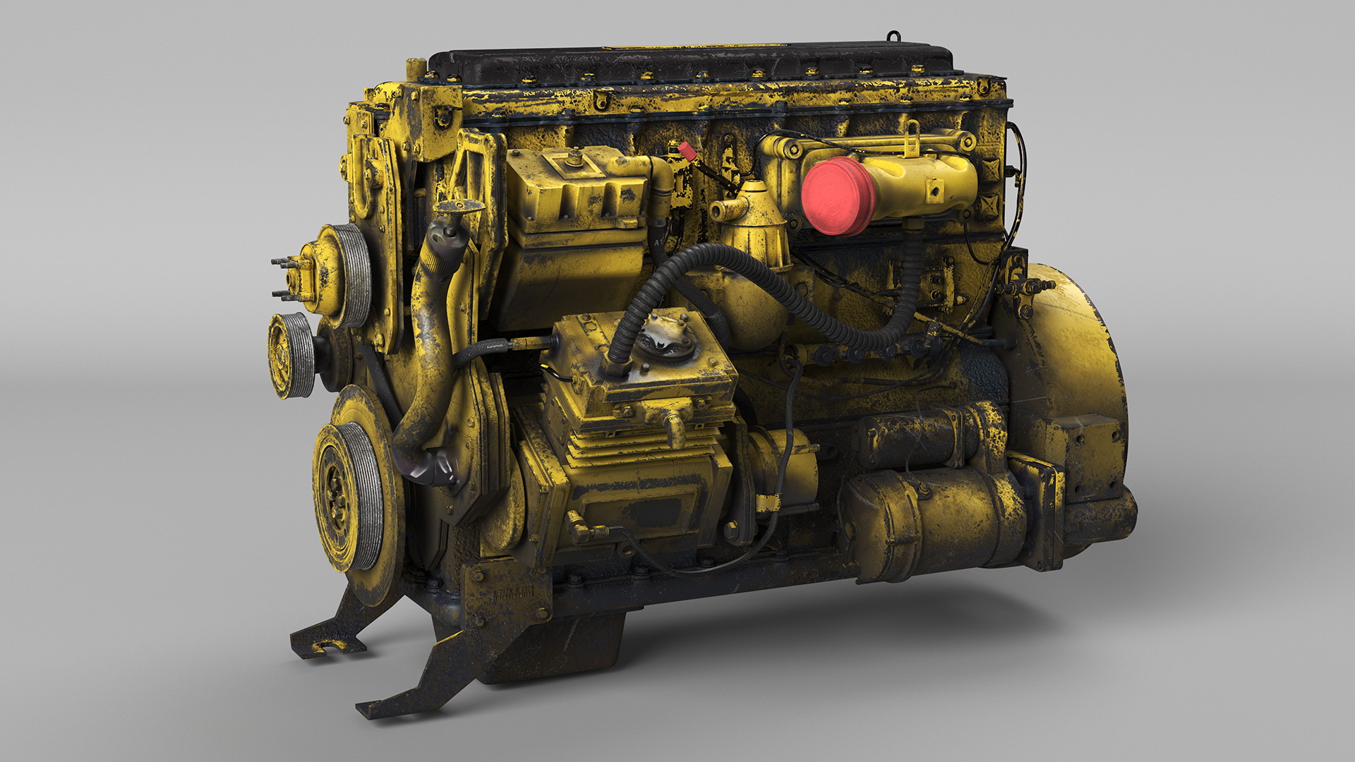 Used Dirty Tractor Diesel Engine 3D