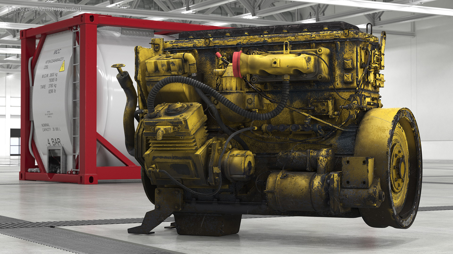 Used Dirty Tractor Diesel Engine 3D