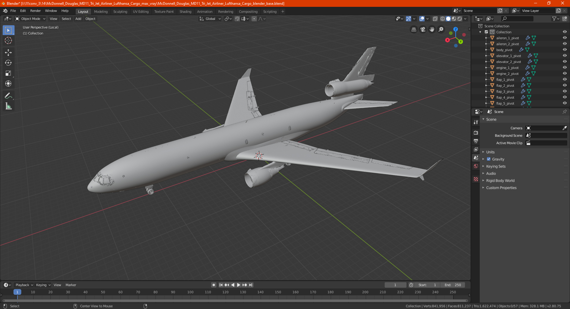 3D model McDonnell Douglas MD11 Tri Jet Airliner Lufthansa Cargo