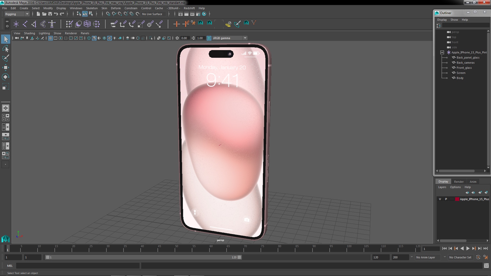 3D model Apple IPhone 15 Plus Pink